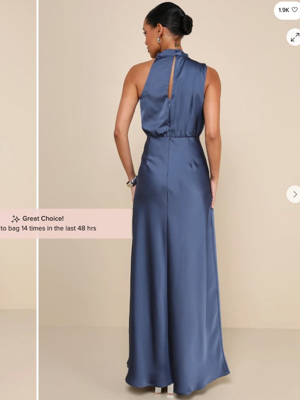 Blue Dress Distinctive Charm Slate Blue Satin Asymmetrical Maxi Dress
